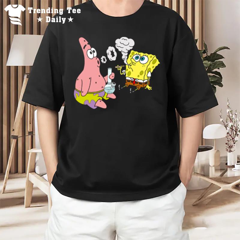 Spongebob And Patrick Smoking Weed Cannabis Cartoon Ars T-Shirt