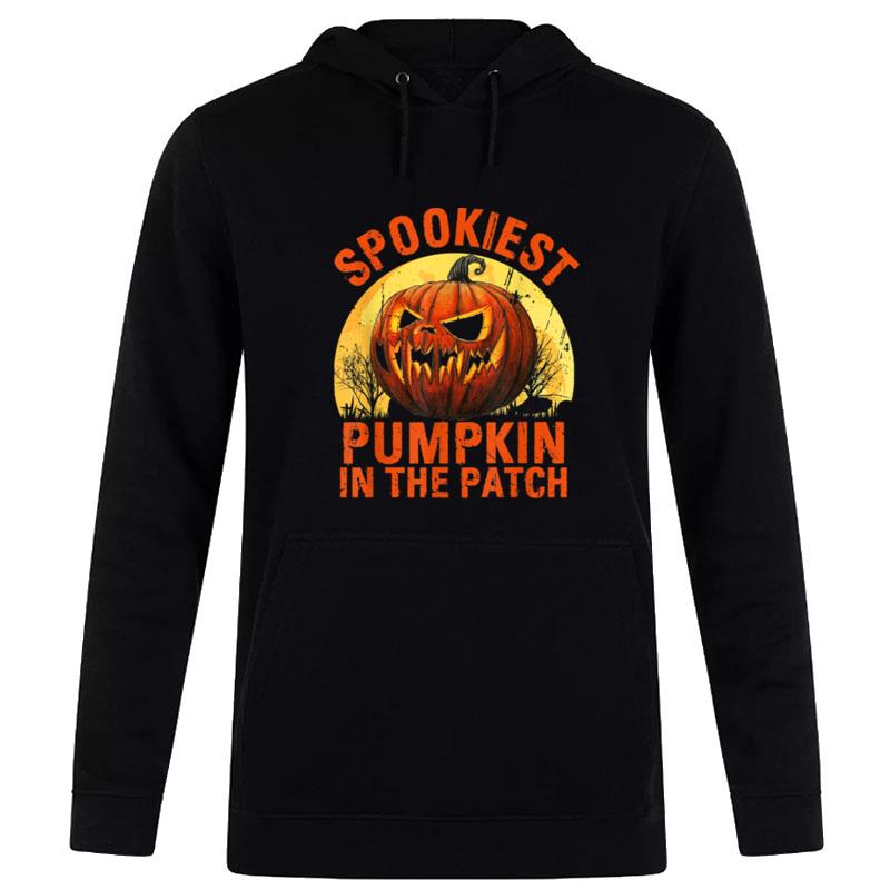 Spookiest Pumpkin In The Patch Kids Boys Men Scary Halloween Hoodie