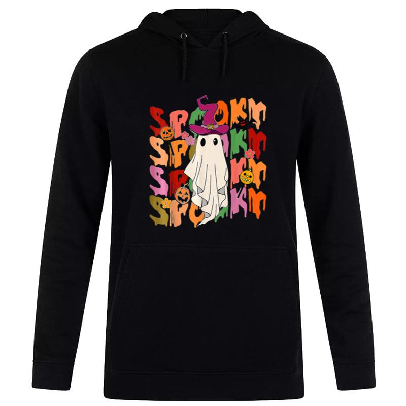 Spooky Ghost Costume Witch Groovy Vibes Hippie Halloween Hoodie