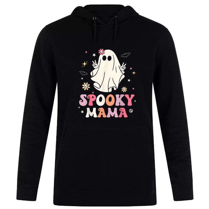 Spooky Mama Groovy Retro Halloween Trick Or Treat Cute Ghost Hoodie