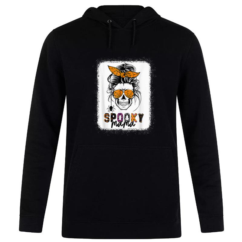 Spooky Mama Skull Halloween Wo Messy Bun Witch Hoodie