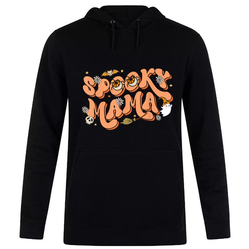 Spooky Mama Trick Or Treat Halloween Women Retro Groovy Hoodie