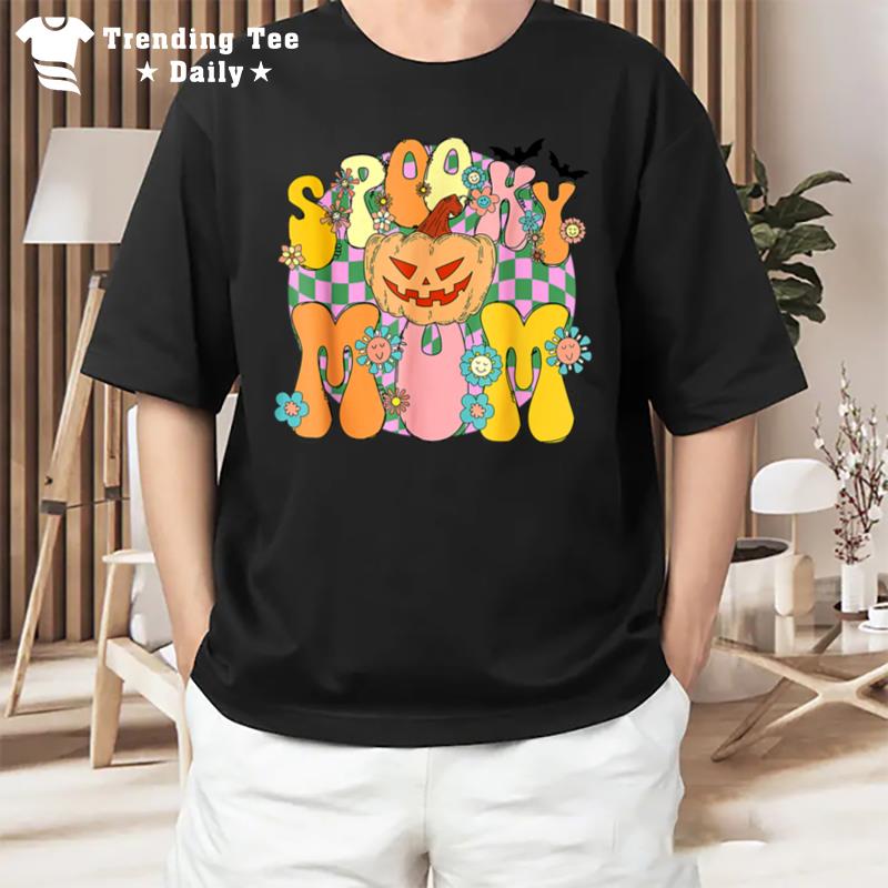 Spooky Mom Spooky Pumpkin Groovy Retro Halloween Spooky Boo T-Shirt