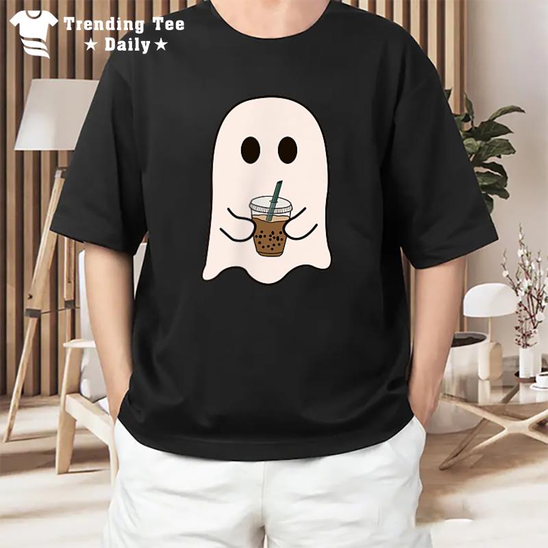 Spooky Season Cute Little Ghost Ice Coffee Halloween Costume T-Shirt