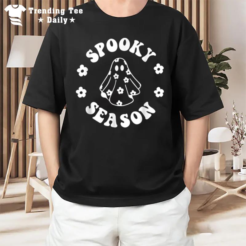 Spooky Season Floral Ghost Boo Funny Women Halloween Ghost B0B6Wk8Lqp T-Shirt