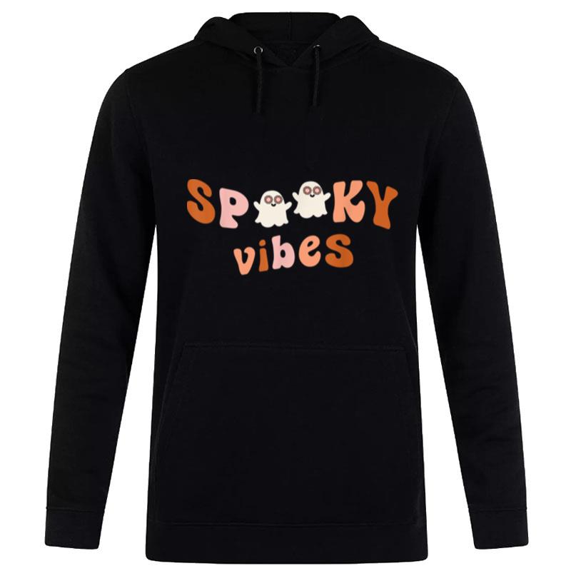 Spooky Vibes Retro Halloween Spooky Season Ghost Womens Hoodie