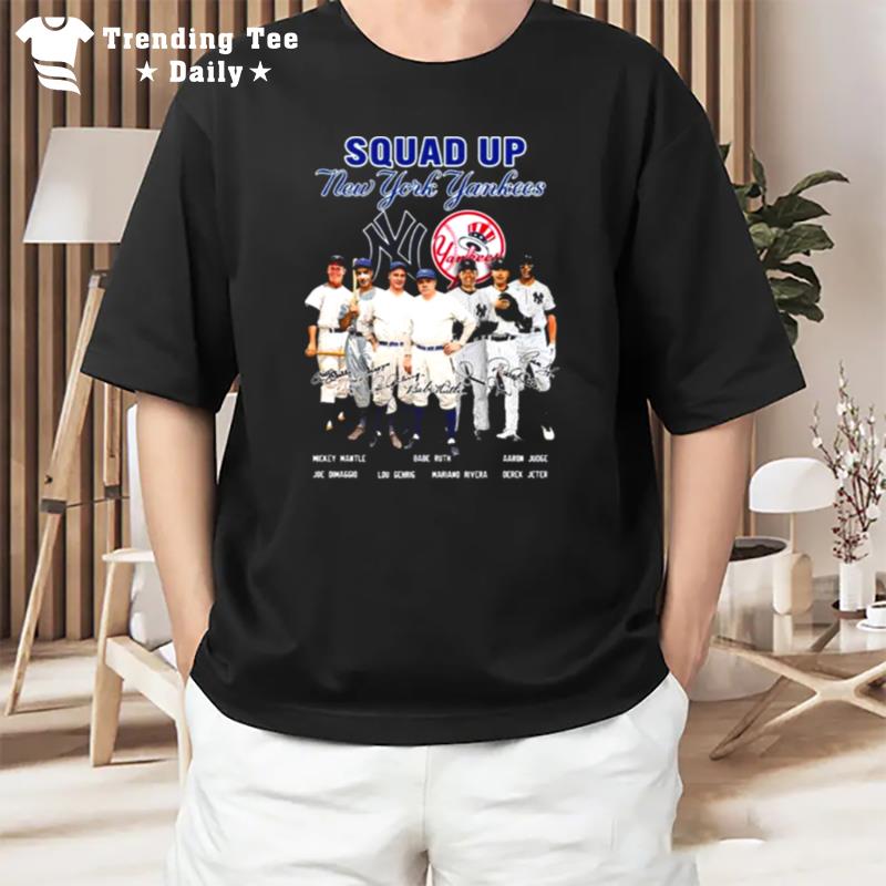 Squad Up New York Yankees Team Football Signatures T-Shirt