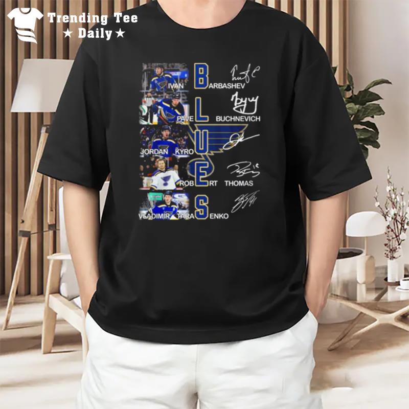 St. Louis Blues Ivan Barbashev Pavel Buchnevich Jordan Kyrou 2022 Signatures T-Shirt