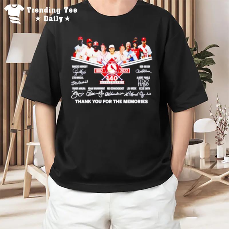 St Louis Cardinals 1882 2022 140 Anniversary Thank You For The Memories Signatures T-Shirt