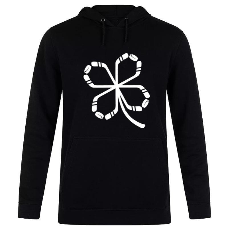 St Patrick'S Day Ice Hockey Shamrock Products Lucky Hockey Hoodie