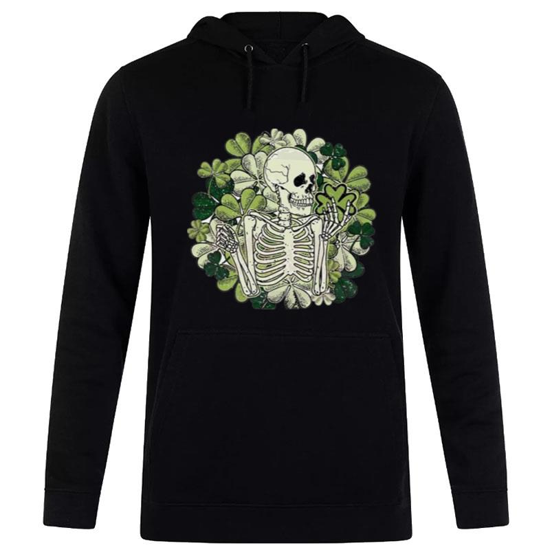 St Patrick'S Day Shamrock Skeleton Hoodie