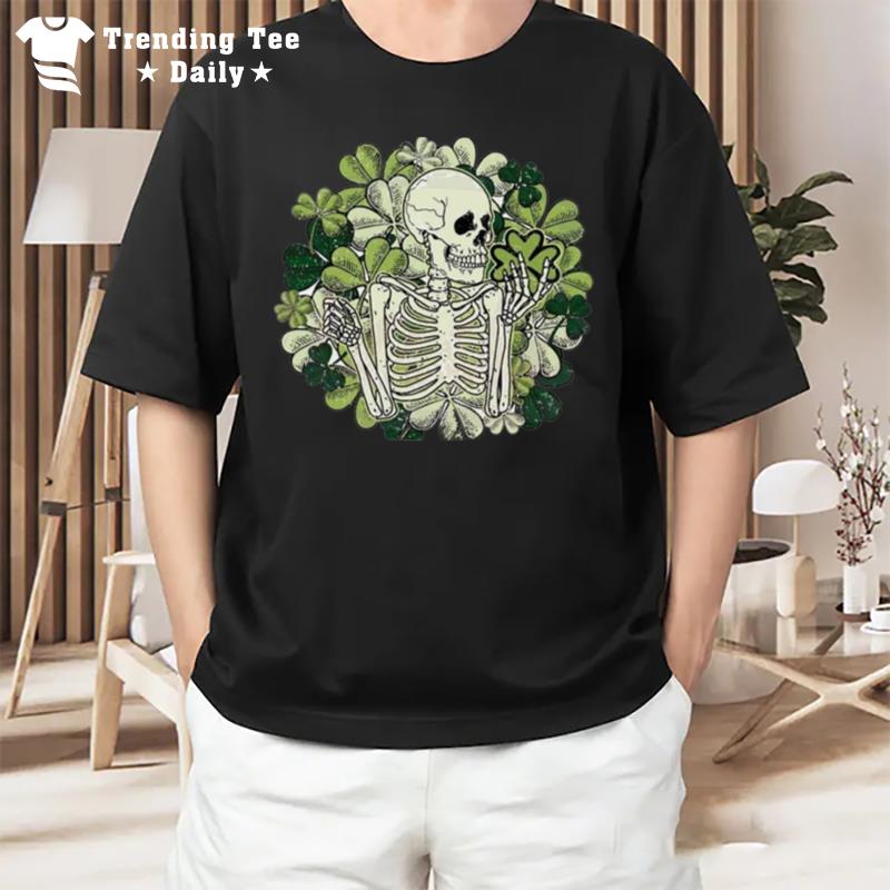 St Patrick'S Day Shamrock Skeleton T-Shirt