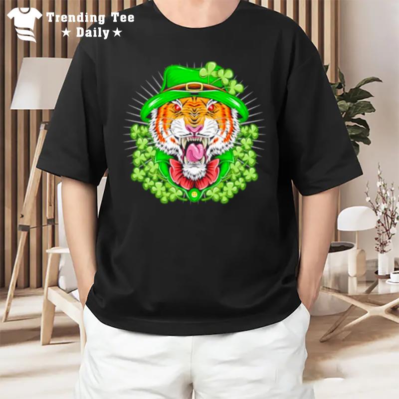 St Patricks Day Lucky Shamrock Tiger T-Shirt