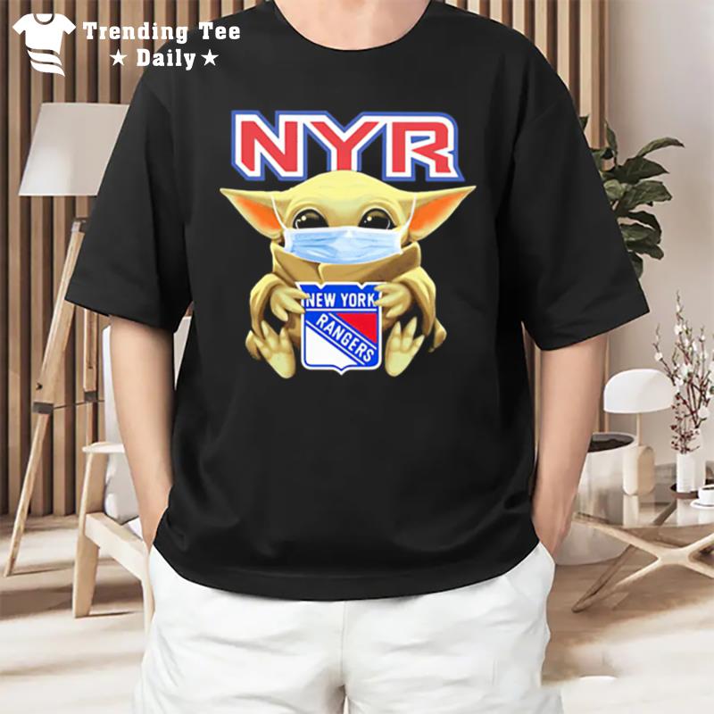 Star Wars Baby Yoda Mask Hug New York Rangers T-Shirt
