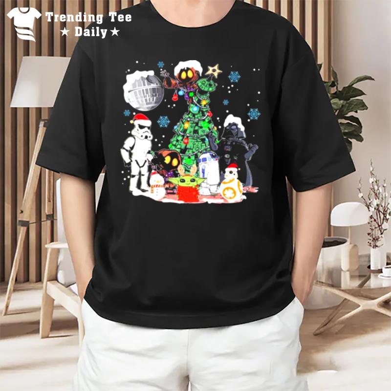 Star Wars Characters Chibi Merry Christmas Ligh T-Shirt