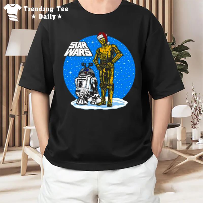 Star Wars Christmas C 3Po & R2 D2 Snow Globe T-Shirt