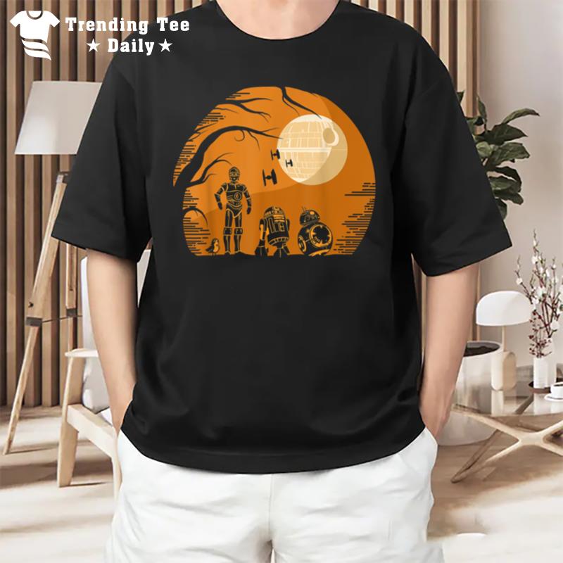 Star Wars Droids Halloween Orange Hue Death Star Portrait T-Shirt