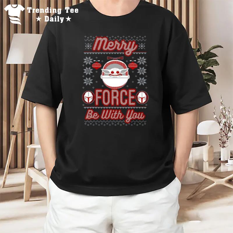 Star Wars The Mandalorian Christmas Merry Force Be With You T-Shirt