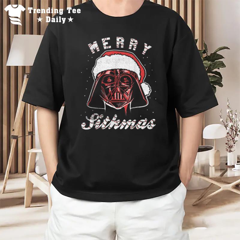 Star Wars Vader Christmas Merry Sithmas Candy Cane Script T-Shirt