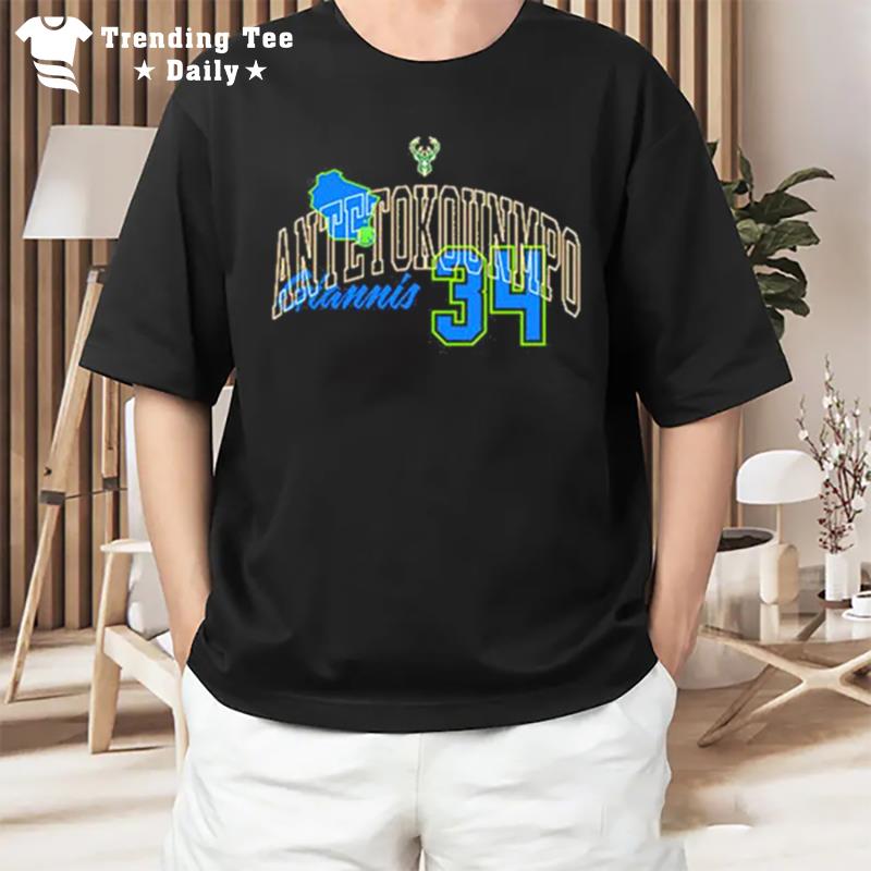 State Giannis Antetokounmpo Antetokounmpo 34 Milwaukee Bucks 2023 Nba City Edition T-Shirt
