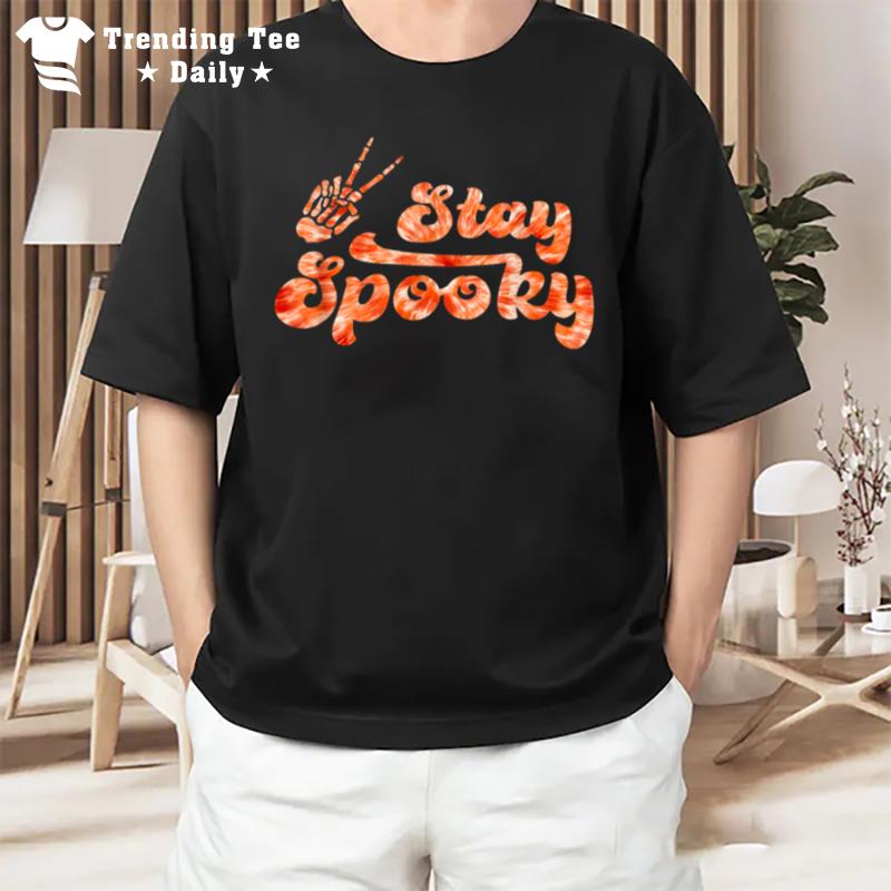 Stay Spooky Halloween Skeleton Skull Hand Tie Dye Costume T-Shirt