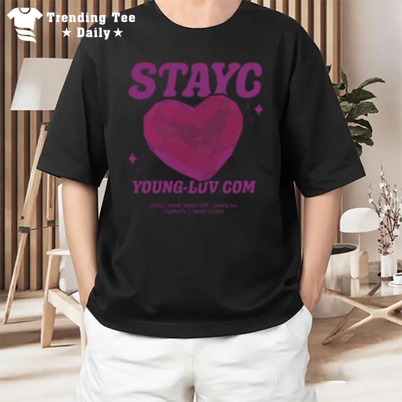 Stayc'S Young Luv Pink Hear T-Shirt