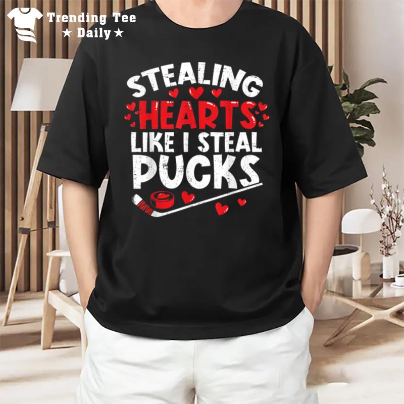 Stealing Heart Like I Steal Pucks Valentines Day Hockey Boys T-Shirt