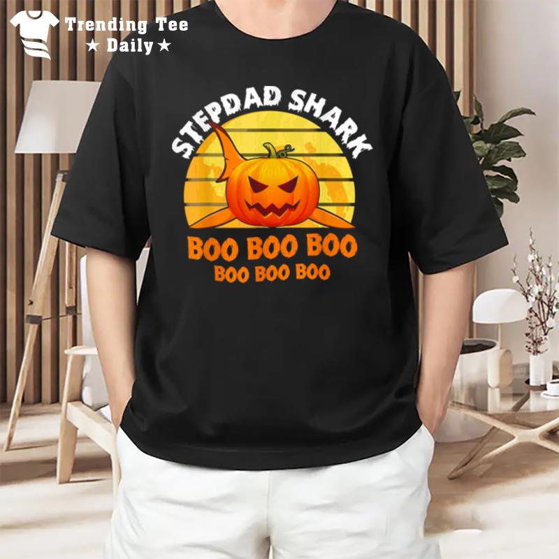 Stepdad Shark Boo Pumpkin Halloween Stepdad S T-Shirt