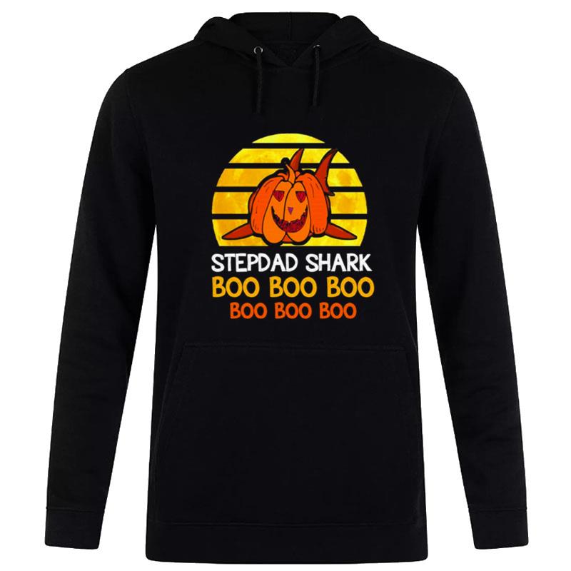 Stepdad Shark Boo Pumpkin Halloween Stepdad Vintage Hoodie