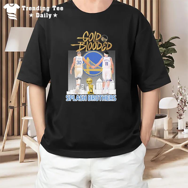 Stephen Curry And Klay Thompson Splash Brothers Gold Blooded Golden Signatures T-Shirt
