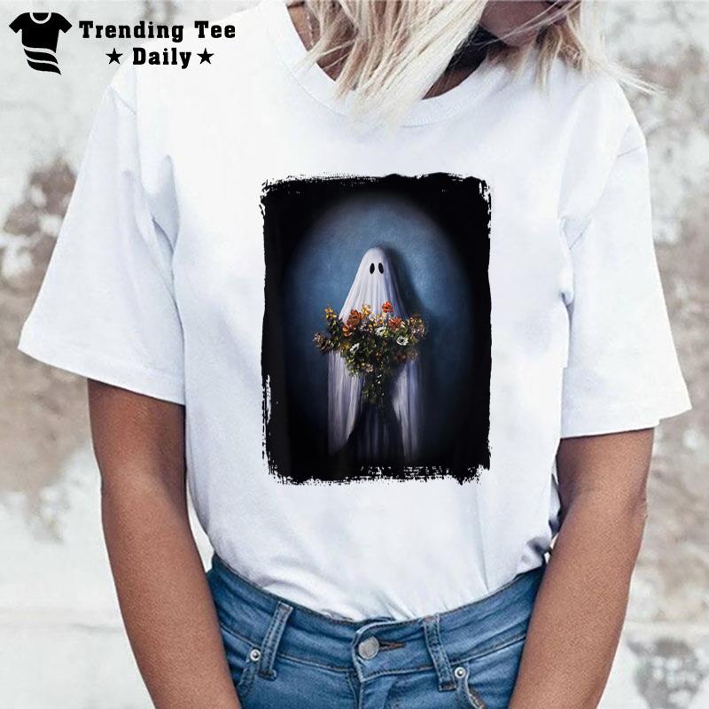 Vintage Floral Ghost Cute Halloween Kids Trendy 2023 T-Shirt