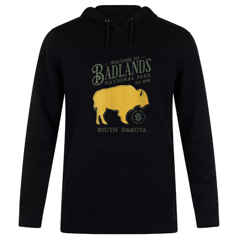 Vintage Badlands South Dakota Us National Park Bison Hoodie