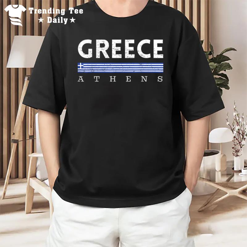 Vintage Greece Flag Matching Trip Souvenirs From Athens T-Shirt