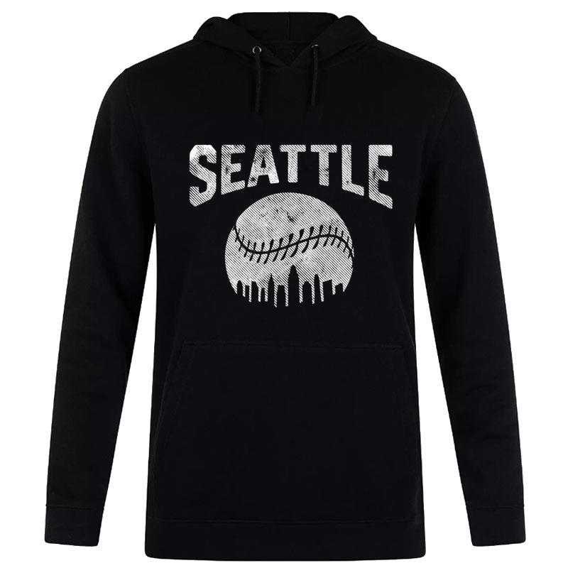 Vintage Seattle Baseball Fan Retro Skyline Washington Hoodie