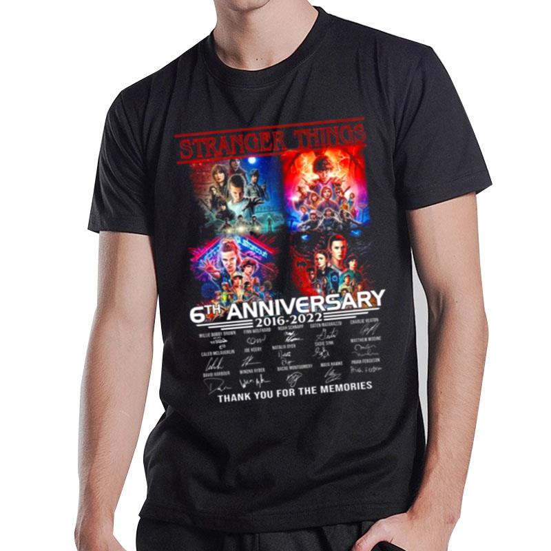 Stranger Things 6Th Anniversary 2016 2022 Finn Wolfhard Noah Schnapp Signatures T-Shirt T-Shirt