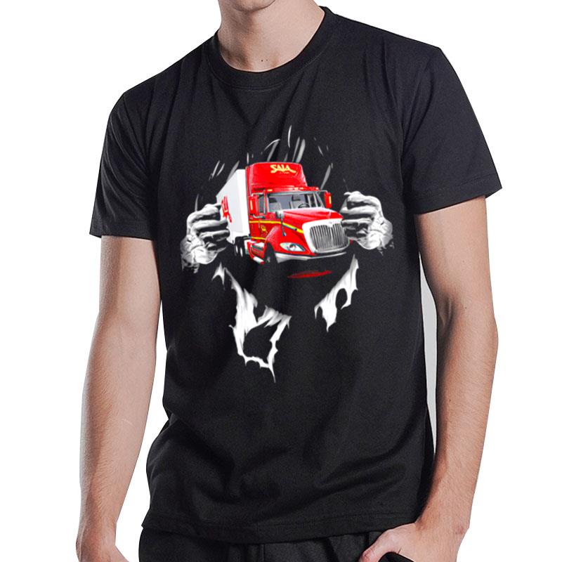 Strong Superman Saia Ltl Freight Truck T-Shirt T-Shirt