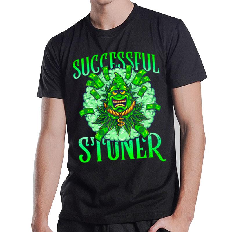 Successful Stoner  Blinged Out Cartoon Bud Surrounded By Money And Smoke S T-Shirt T-Shirt