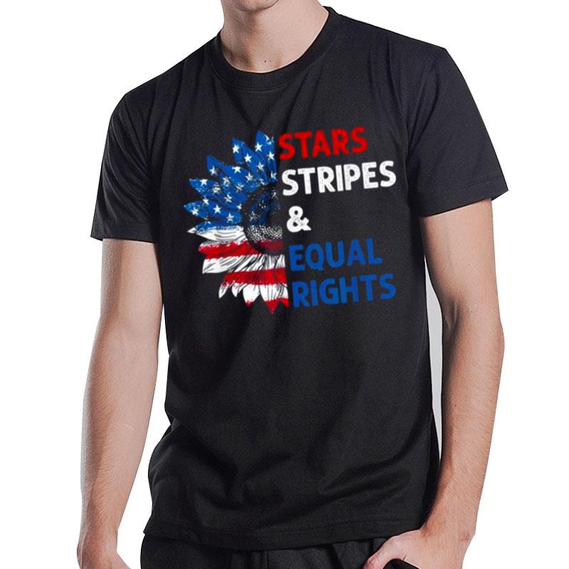 Sunflower Feminist Stars Stripes Equal Rights American Flag T-Shirt T-Shirt