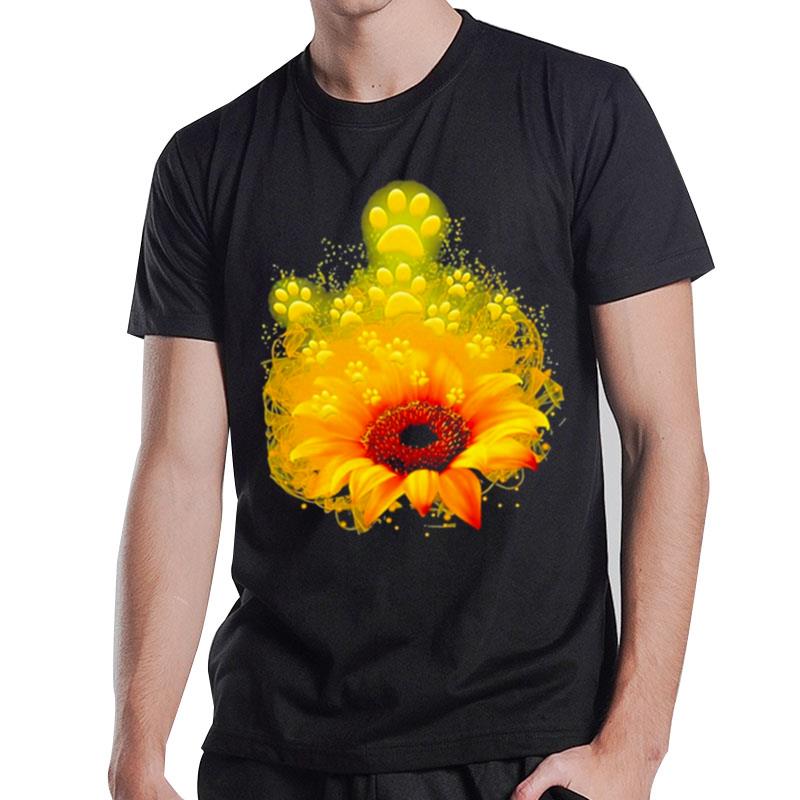 Sunflower Flower Paws T-Shirt T-Shirt