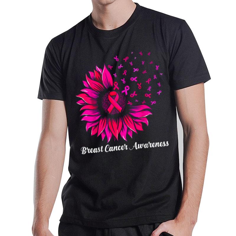 Sunflower Wear Pink Breast Cancer Awareness Women Warrior T-Shirt T-Shirt