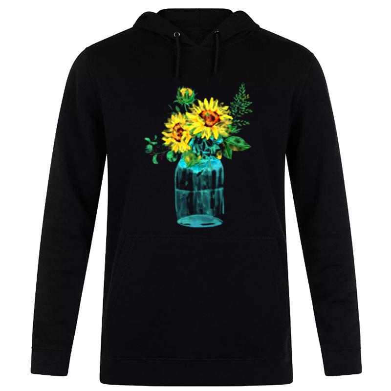 Sunflowers Mason Jar Bouquet Watercolor T-Shirt Hoodie