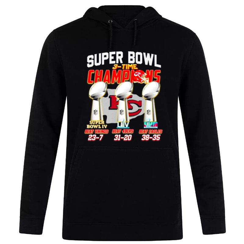 Super Bowl 3 Time Champions Beat Vikings Beat 49Ers Beat Eagles T-Shirt Hoodie