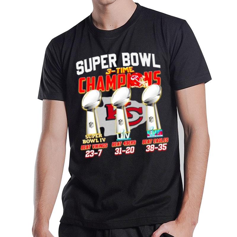 Super Bowl 3 Time Champions Beat Vikings Beat 49Ers Beat Eagles T-Shirt T-Shirt