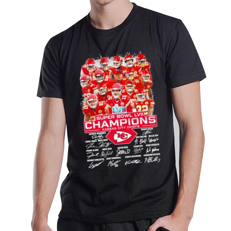 Super Bowl Lvii Kansas City Chiefs 2023 Final Champions Signatures T-Shirt T-Shirt