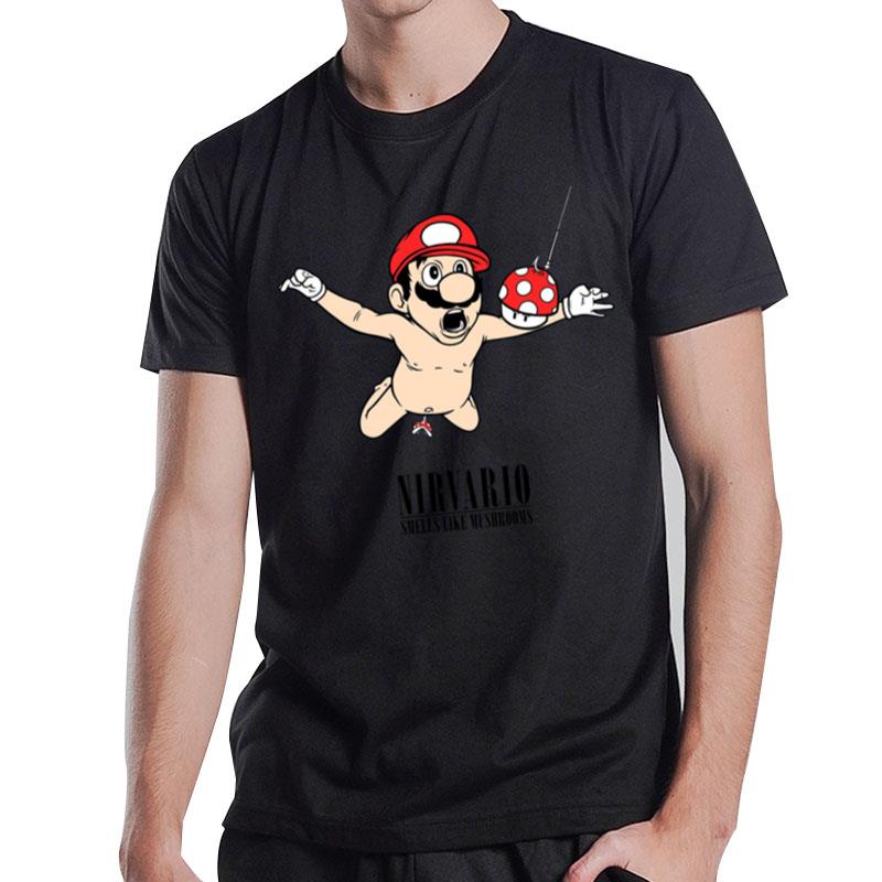 Super Mario Nirvario Smells Like Mushrooms shirt T-Shirt T-Shirt