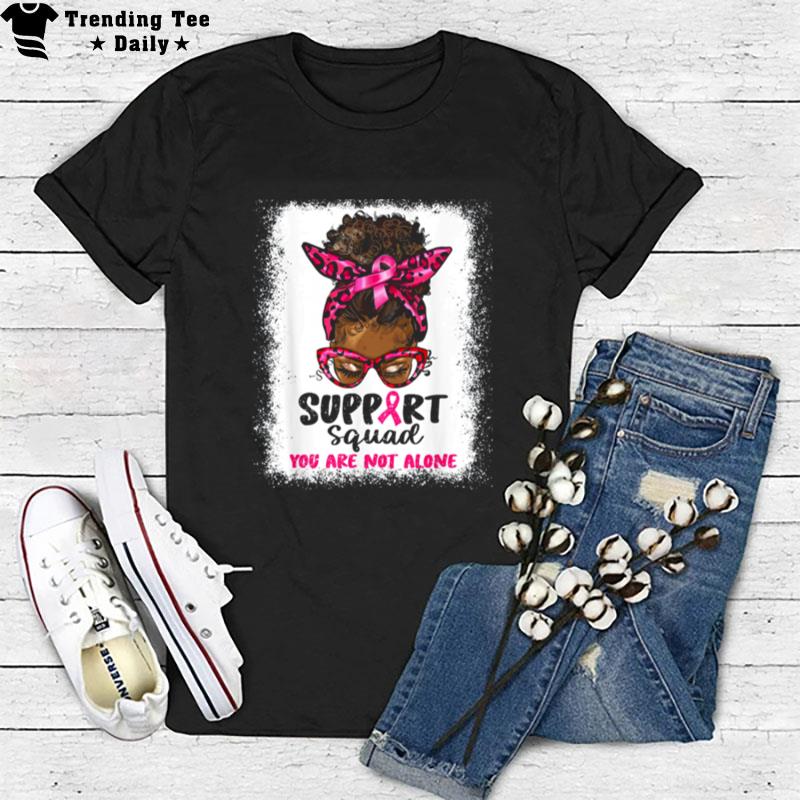 Support Squad Afro African Hair Pink Breast Cancer Awareness T-Shirt