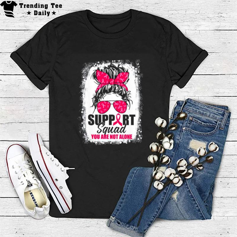 Support Squad Messy Bun Warrior Breast Cancer Awareness T-Shirt