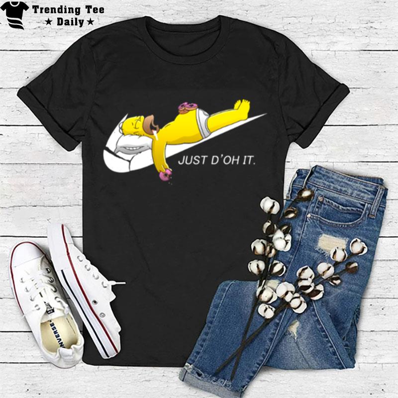 Swoosh Mark The Simpsons Funny Cartoon Nike Logo T-Shirt