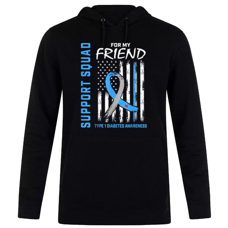 T1D Support Squad Friend Type 1 Diabetes Awareness Usa Flag Hoodie