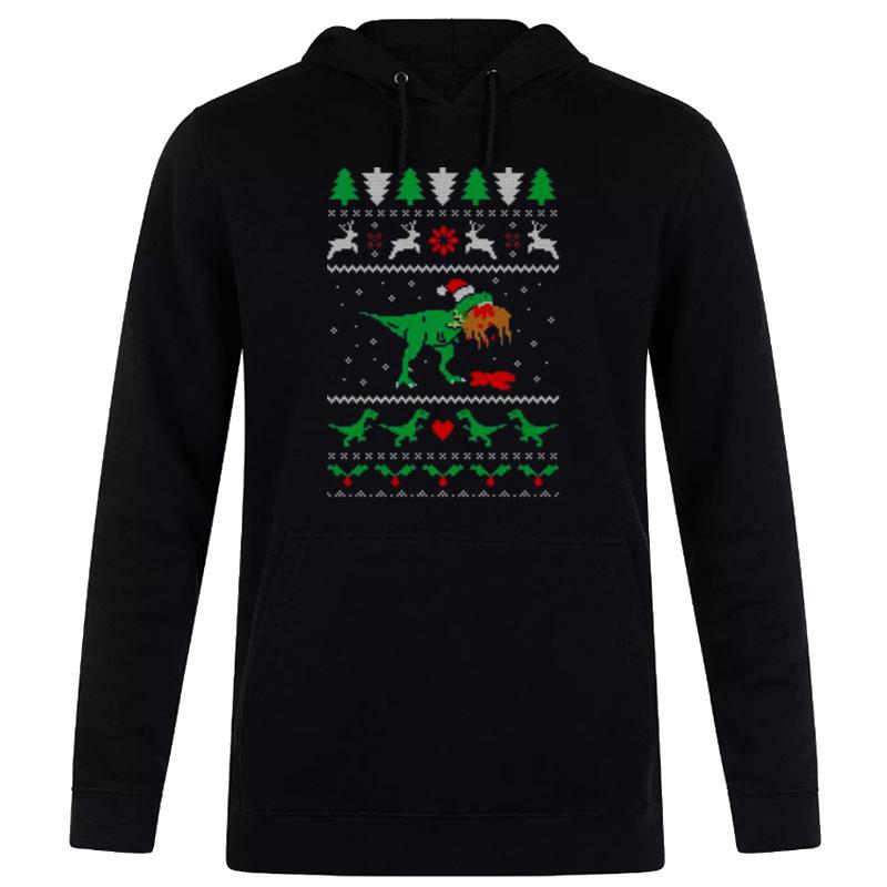 T Rex Eating Reindeer Jumper Ugly Xmas 2022 Hoodie